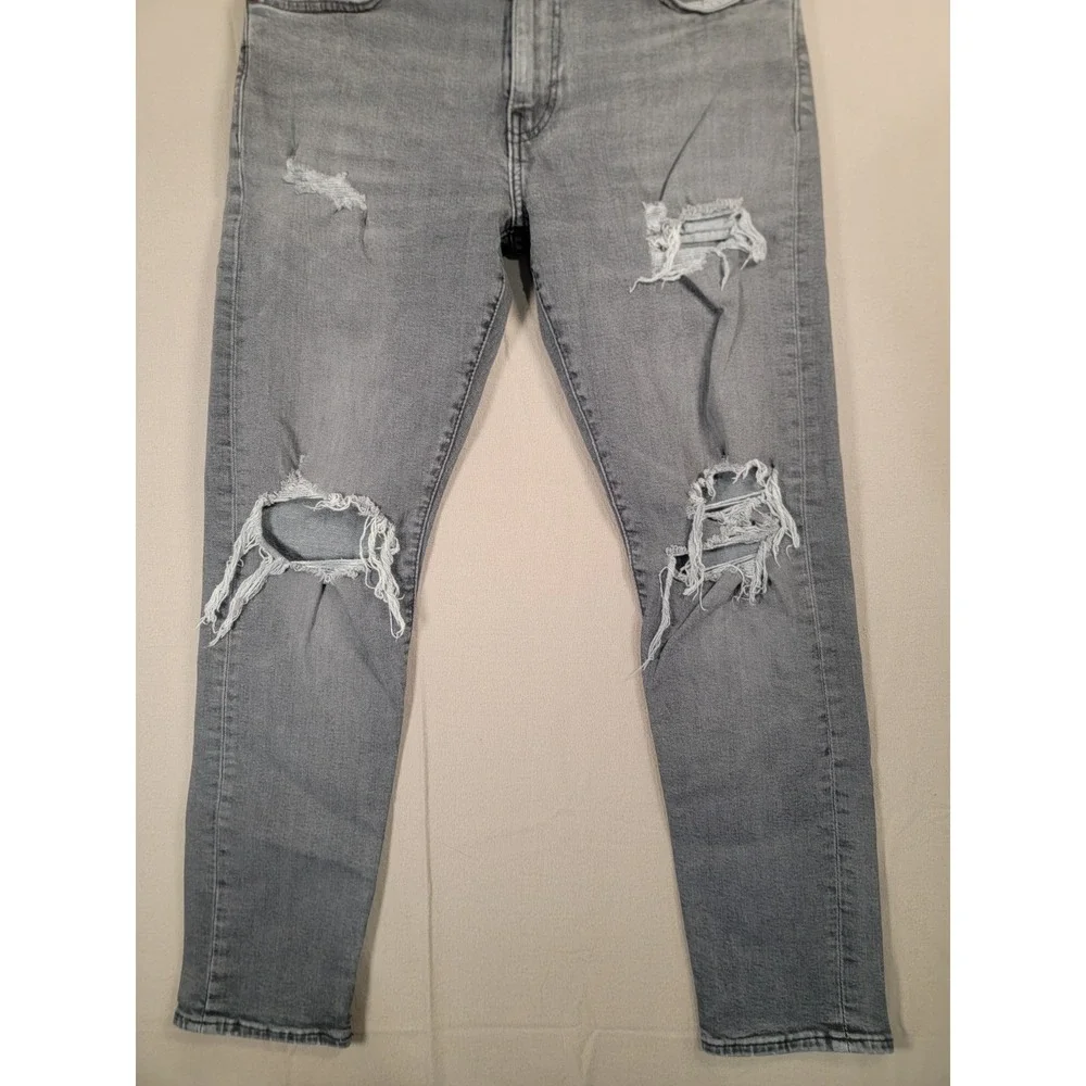 Levis Premium 512 Jeans Mens 30x30 Big E Gray Distressed Ripped Slim Taper Pants